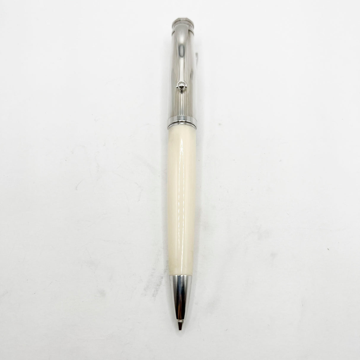 Montegrappa Memoria Striped Sterling Silver Cap Ivory Resin Mechanical  Pencil 0.7mm
