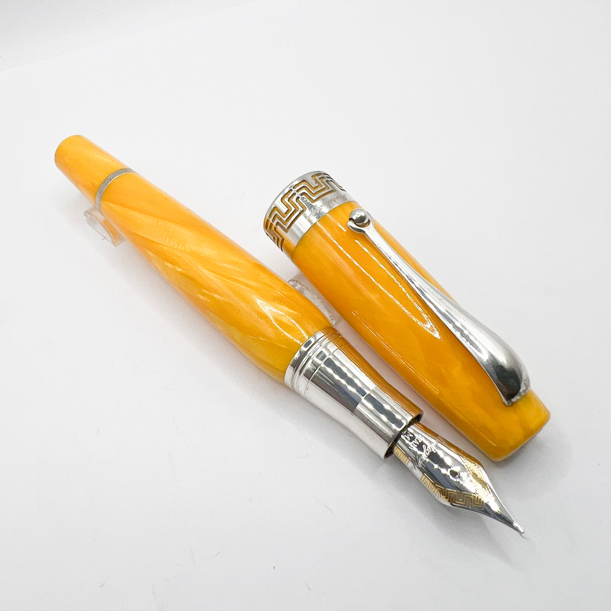 Montegrappa Miya Lustrous Yellow Celluloid Fountain Pen -  Medium 18kt Gold Nib