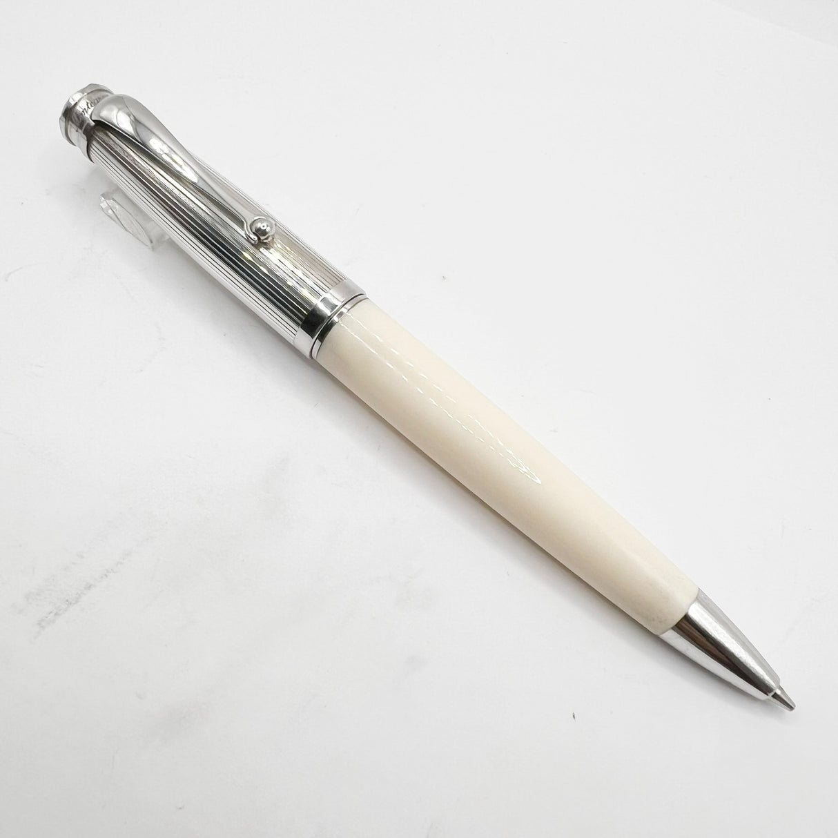 Montegrappa Memoria Striped Sterling Silver Cap Ivory Resin Mechanical  Pencil 0.7mm