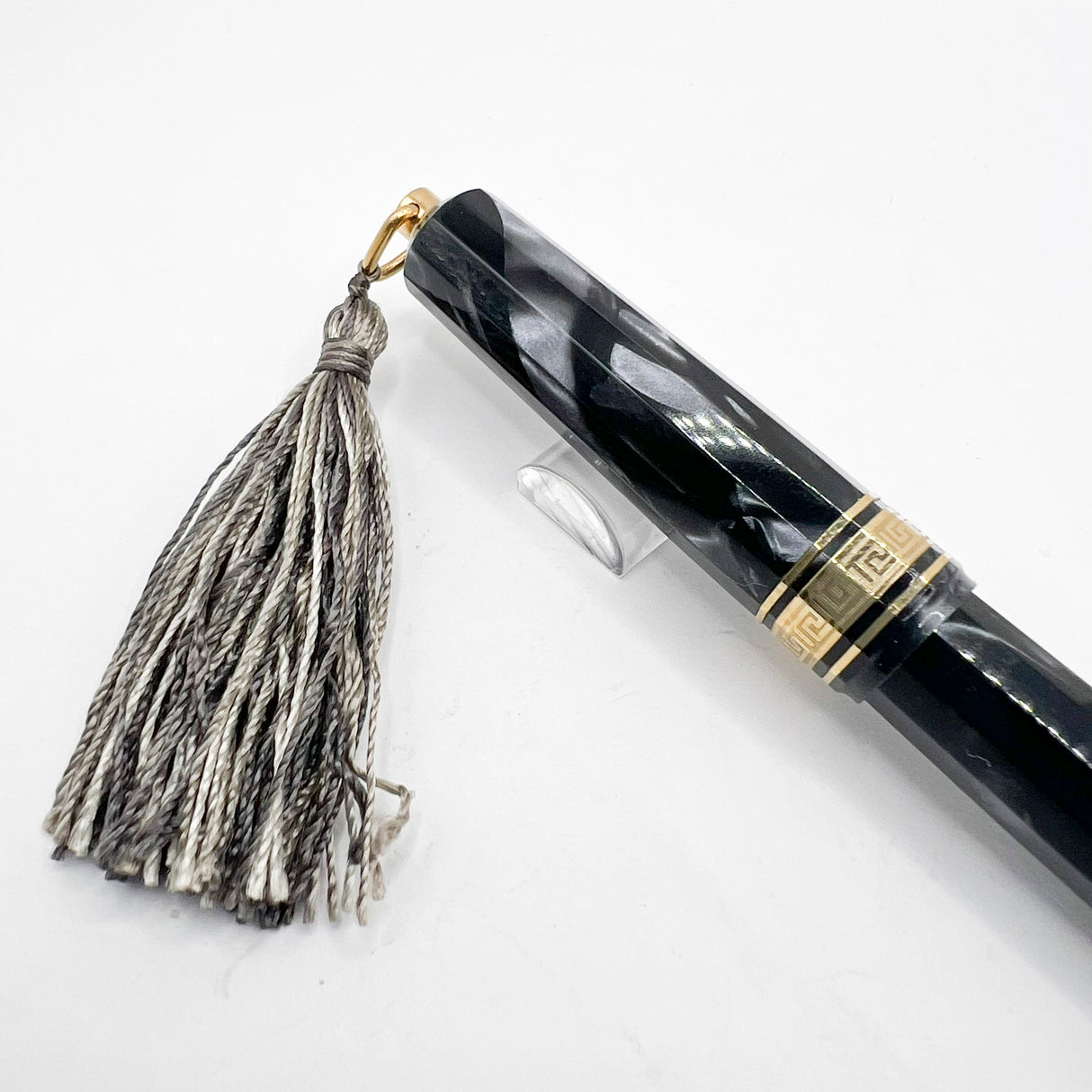 OMAS Princess Paragon Extra Platinum Celluloid Fountain Pen with Tassel -  Medium 18kt Gold Nib