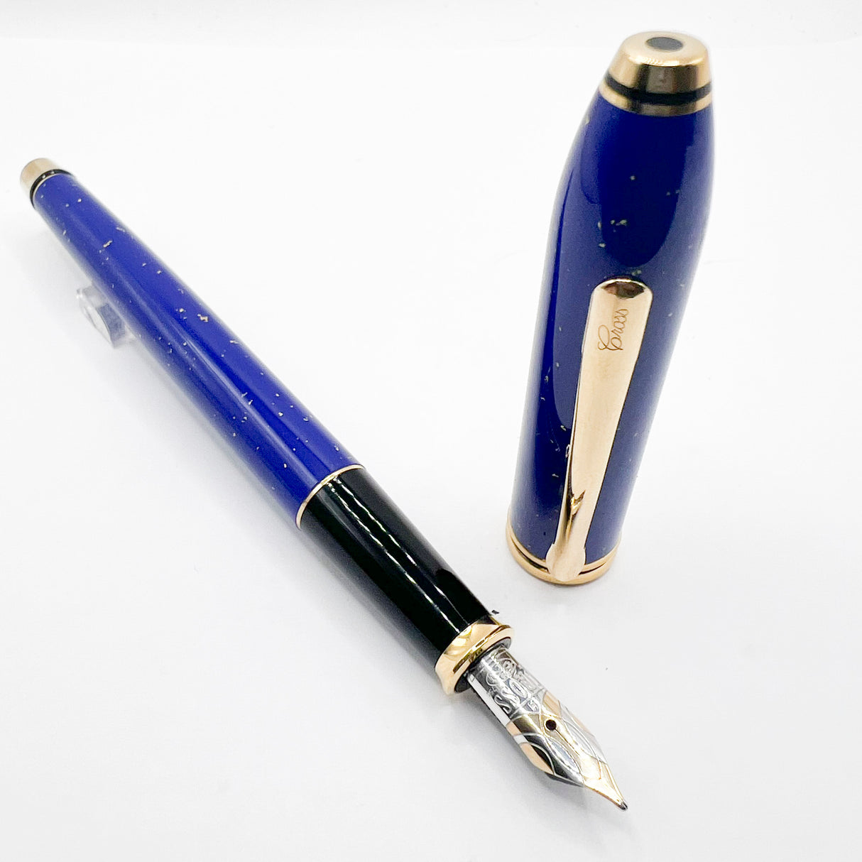 Cross Townsend Blue Lapis Lazuli/ 22K Gold Dust Fountain Pen - Medium  18kt Kt Gold Nib