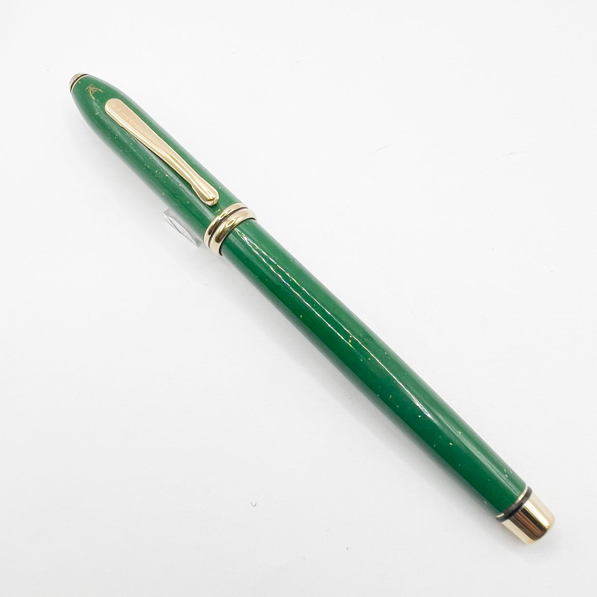 Cross Townsend Green Jade/ 22K Gold Dust Fountain Pen - Fine  18kt Gold Nib