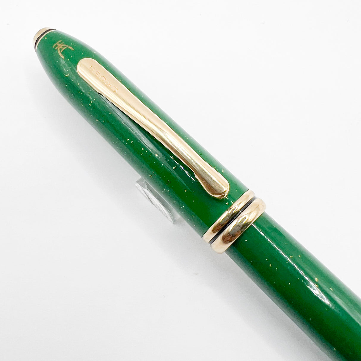 Cross Townsend Green Jade/ 22K Gold Dust Fountain Pen - Fine  18kt Gold Nib