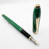Cross Townsend Green Jade/ 22K Gold Dust Fountain Pen - Fine  18kt Gold Nib