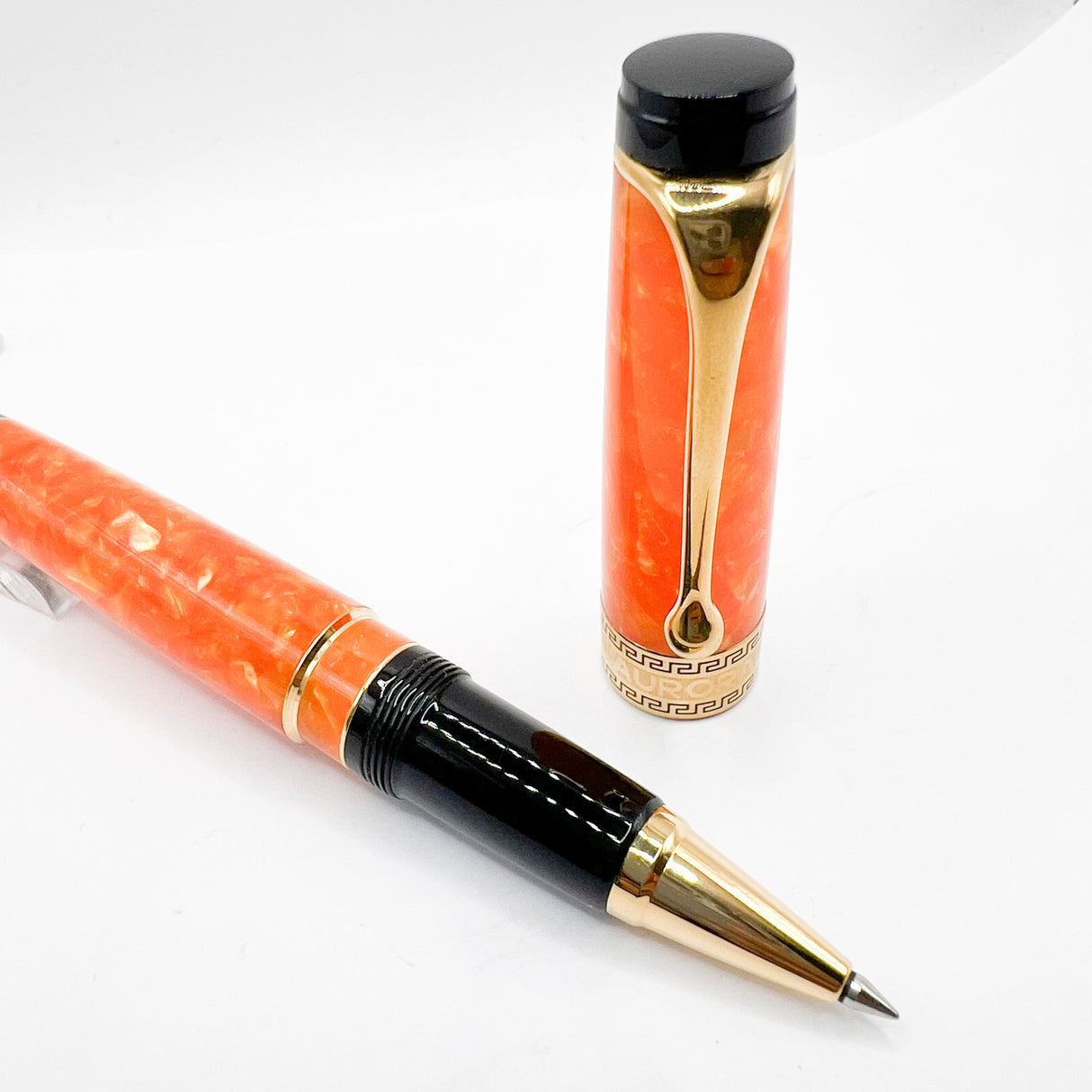 Aurora Optima Marbled Orange Auroloide Rollerball