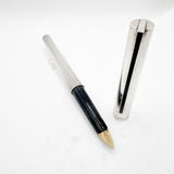 S.T. Dupont Sterling Silver - Smooth Cap/Fluted Barrel Classic Fountain Pen- Fine 18kt Gold Nib