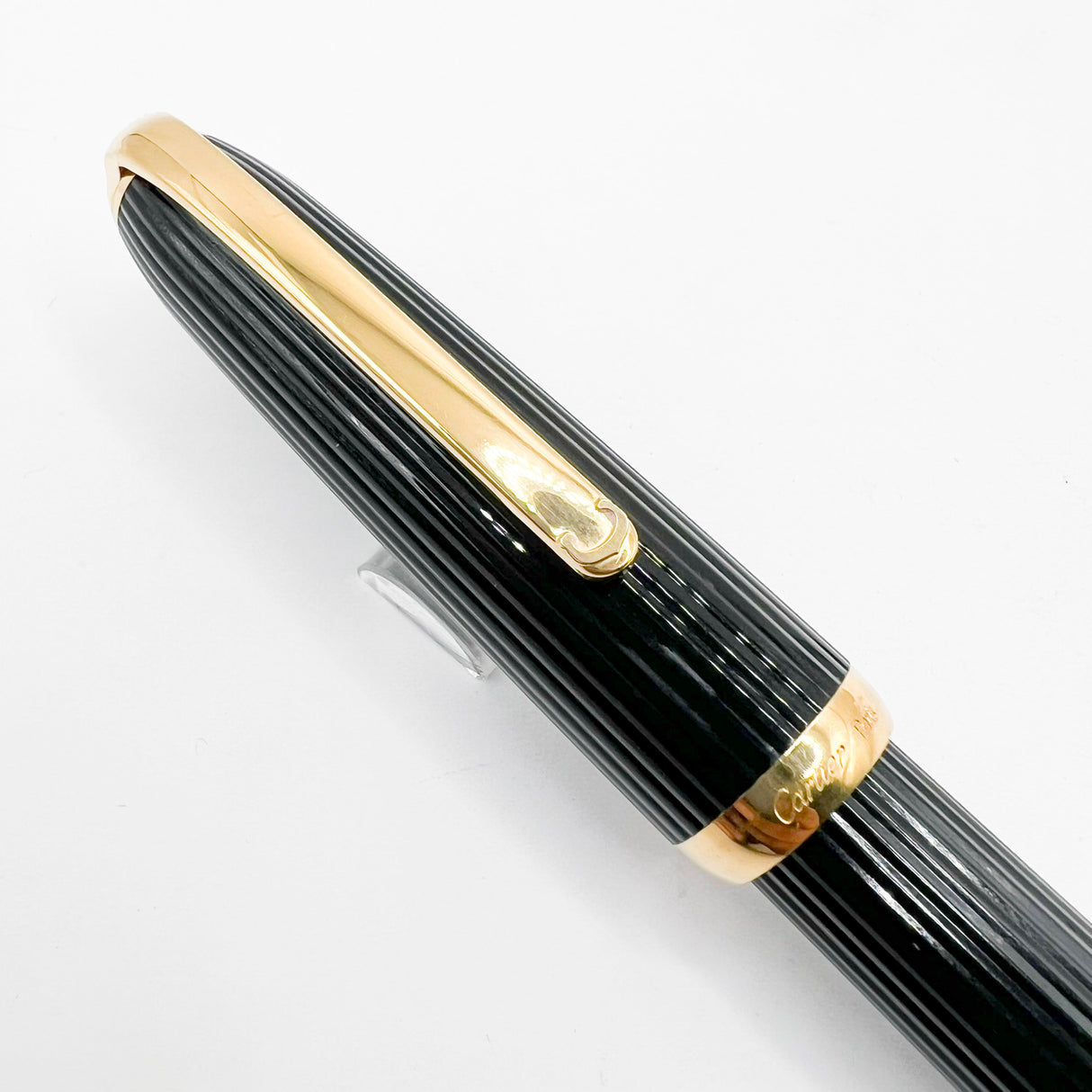 Cartier - Louis Cartier Black Fluted Rollerball - Gold-Plated Trim