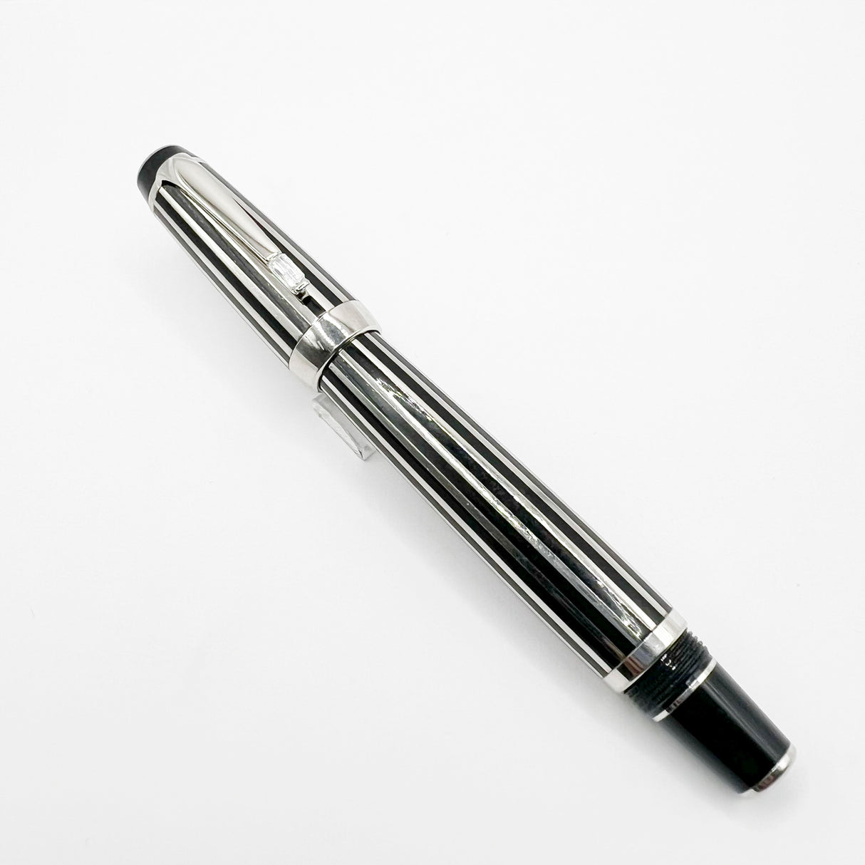 Montblanc Crystal Boheme Rollerball - Platinum-Plated Stripes over Black Resin (with Surface Wear)