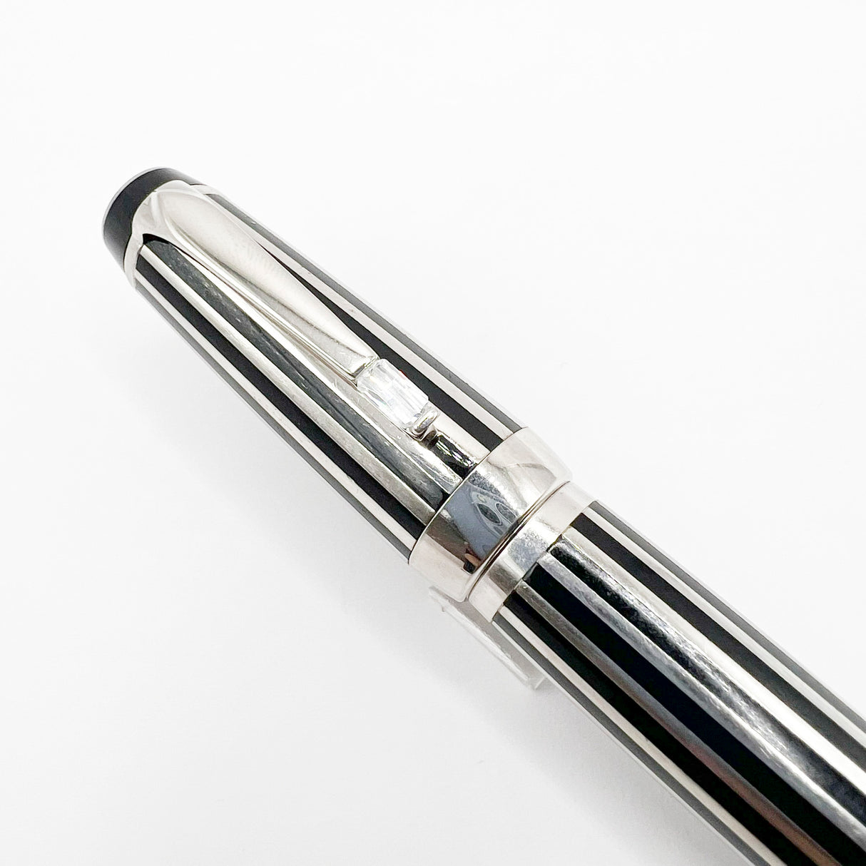 Montblanc Crystal Boheme Rollerball - Platinum-Plated Stripes over Black Resin (with Surface Wear)