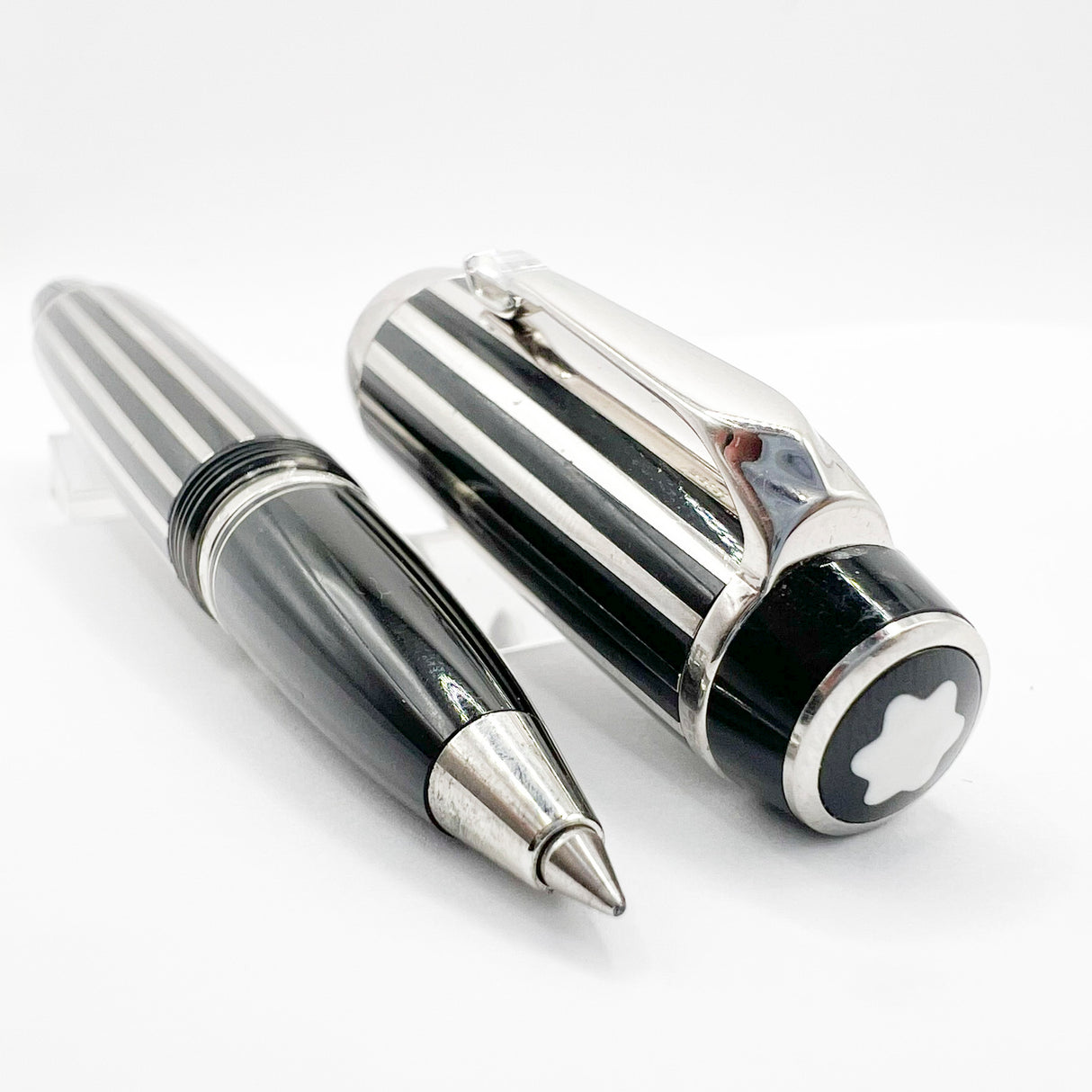 Montblanc Crystal Boheme Rollerball - Platinum-Plated Stripes over Black Resin (with Surface Wear)