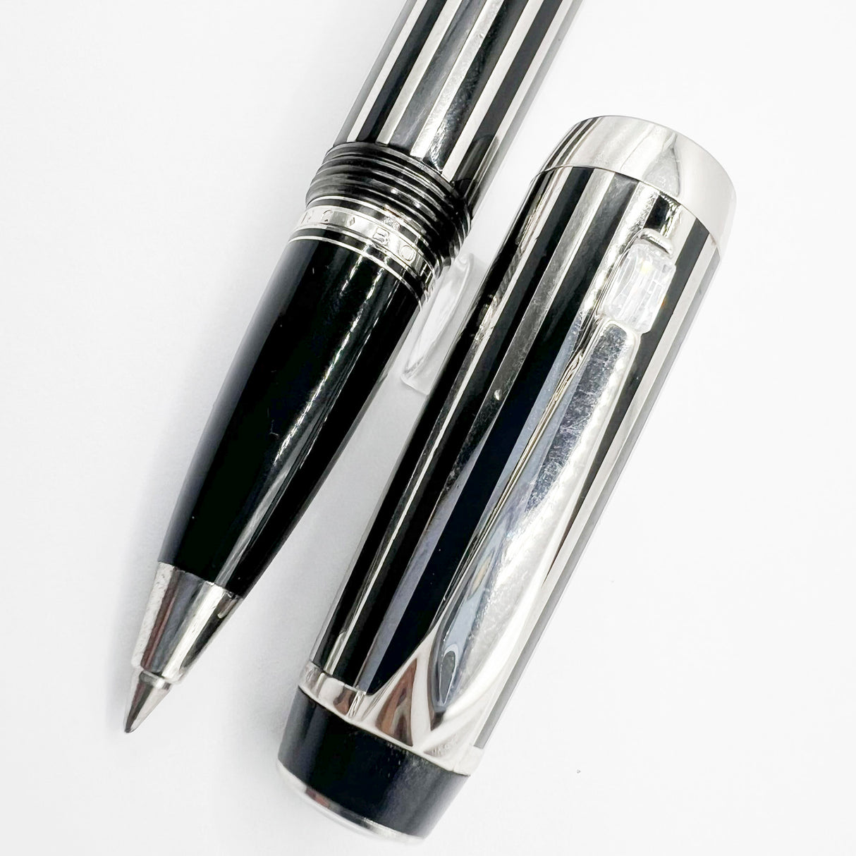 Montblanc Crystal Boheme Rollerball - Platinum-Plated Stripes over Black Resin (with Surface Wear)