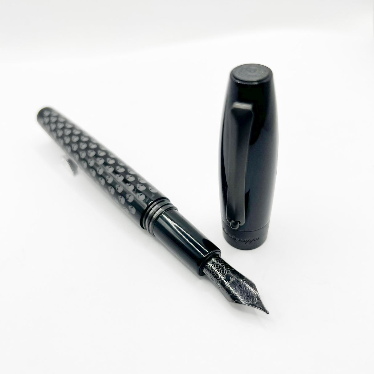 Montegrappa Fortuna Black Skull Fountain Pen  - Medium Stainless Steel Nib