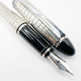 Aurora Sterling Silver Quadra Fountain Pen  - Fine 14kt Gold Nib