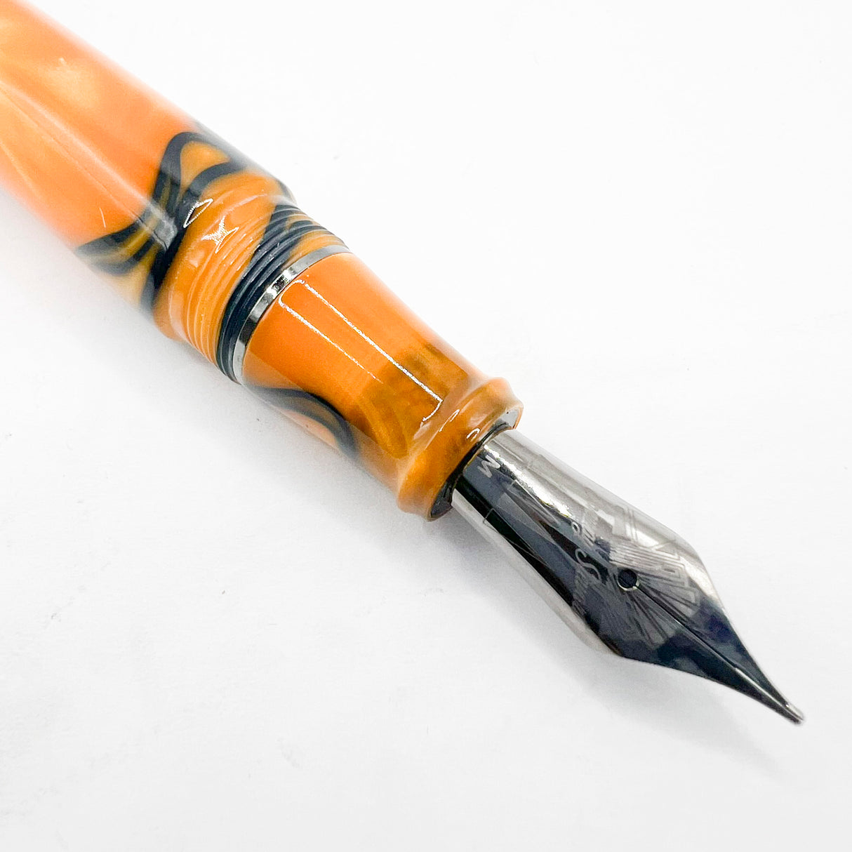 Conway Stewart Model #100 Orange Swirl Fountain Pen  - Medium Stainless Steel Nib
