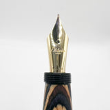 Oldwin (France) Oversized Wood Spina Fountain Pen -  Flexible Large #8 Medium 18kt Gold Nib