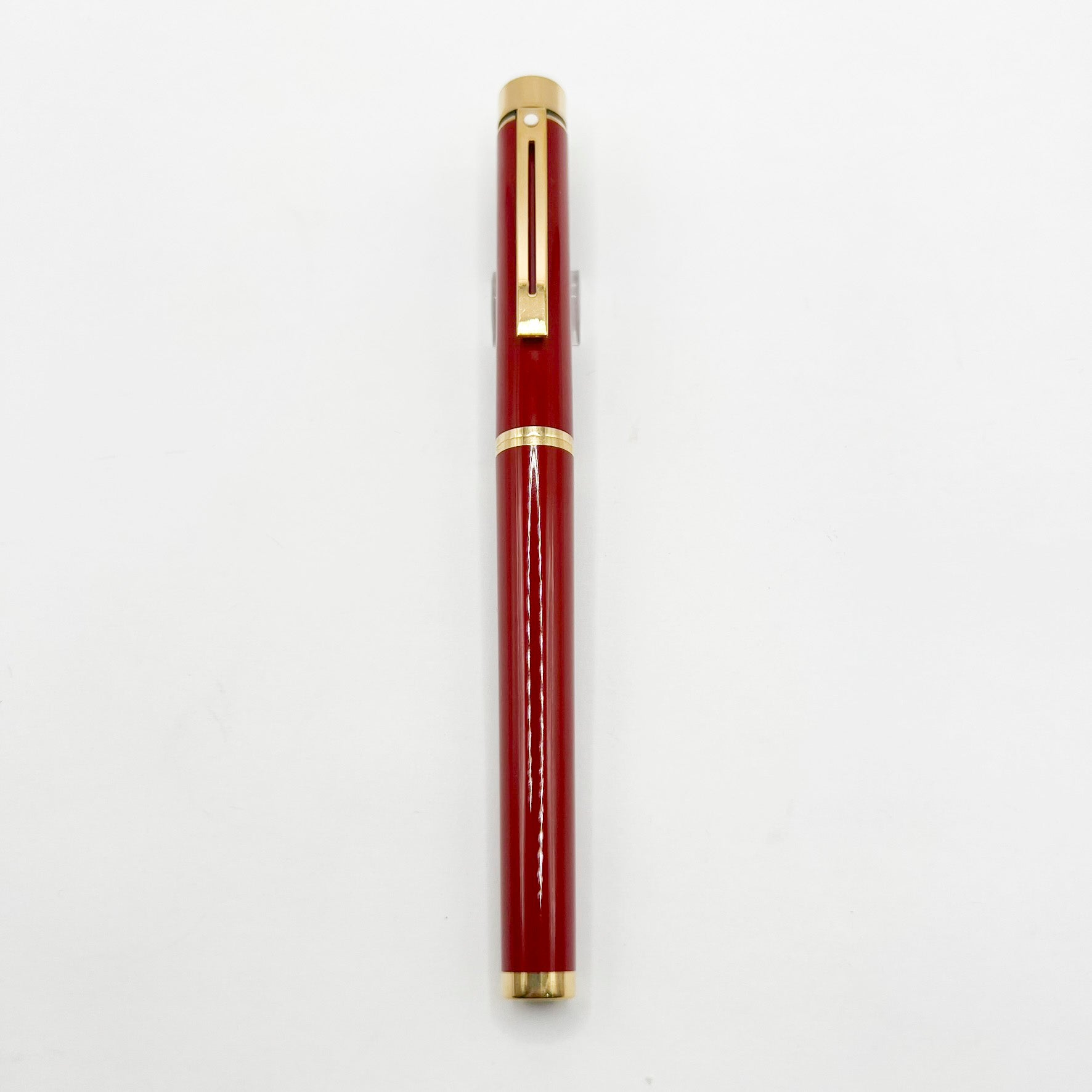 ①SHEAFFER 万年筆　１４ｋ　585　シェーファー　USA 赤系 Sheaffer Full Size Targa Red Lacque Fountain Pen - Medium 14kt