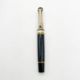 Aurora Optima Black Resin/Sterling Silver Guilloche Cap Fountain  Pen - Fine 14kt Gold Nib