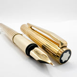 Montblanc Noblesse Gold-Plated Etched Vertical Lines Fountain Pen  - Fine 14kt Gold Nib