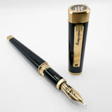 Montegrappa Zero Elegant Black 4-Sided Fountain Pen with Rounded  Corners- Medium 14kt Gold Nib