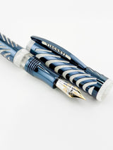 Visconti Ripple Silver Metallic Blue Limited Edition Fountain Pen - Flexible Fine 18kt Gold Nib