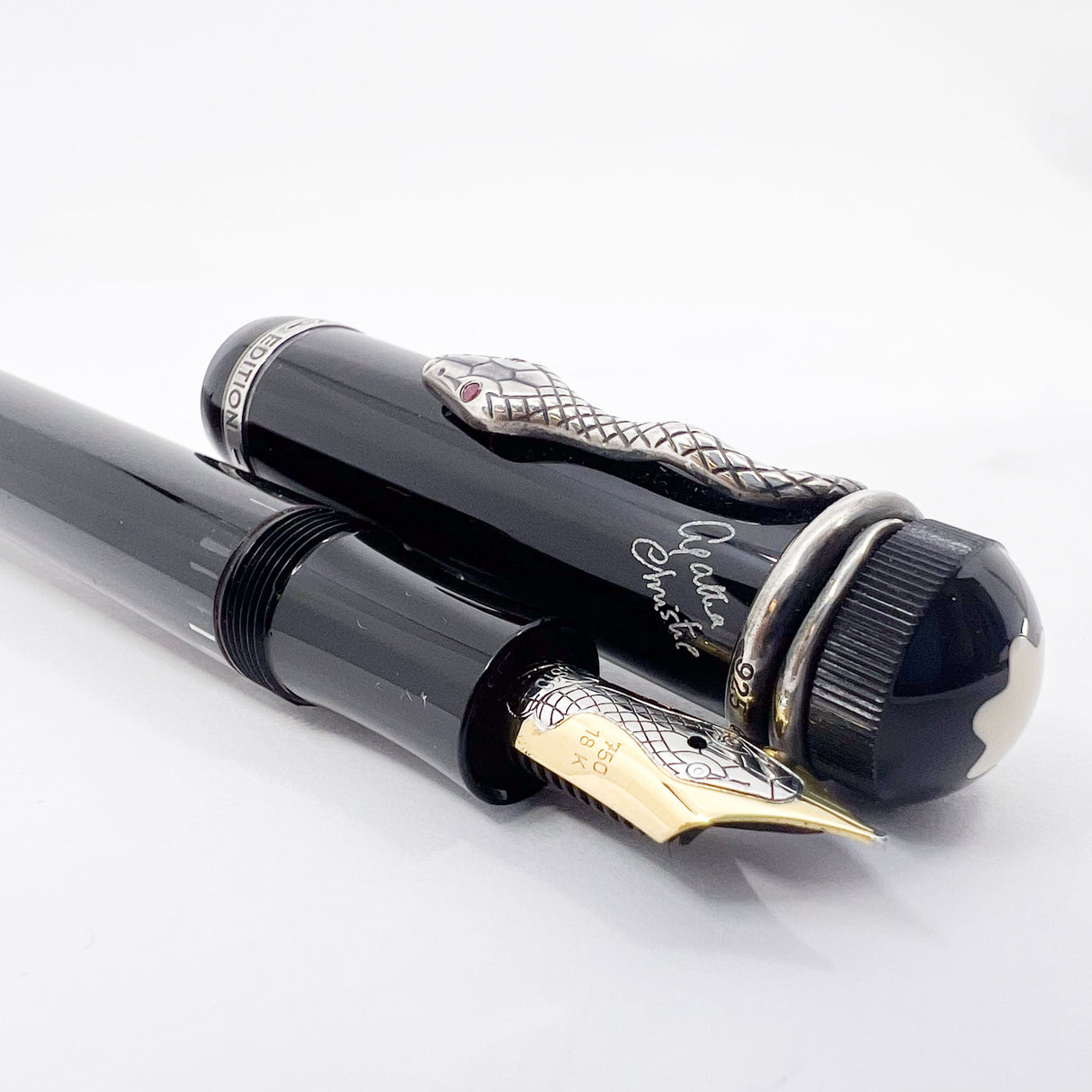 Montblanc Agatha Christie Sterling Silver Limited Edition Fountain Pen - Fine 18kt Gold Nib