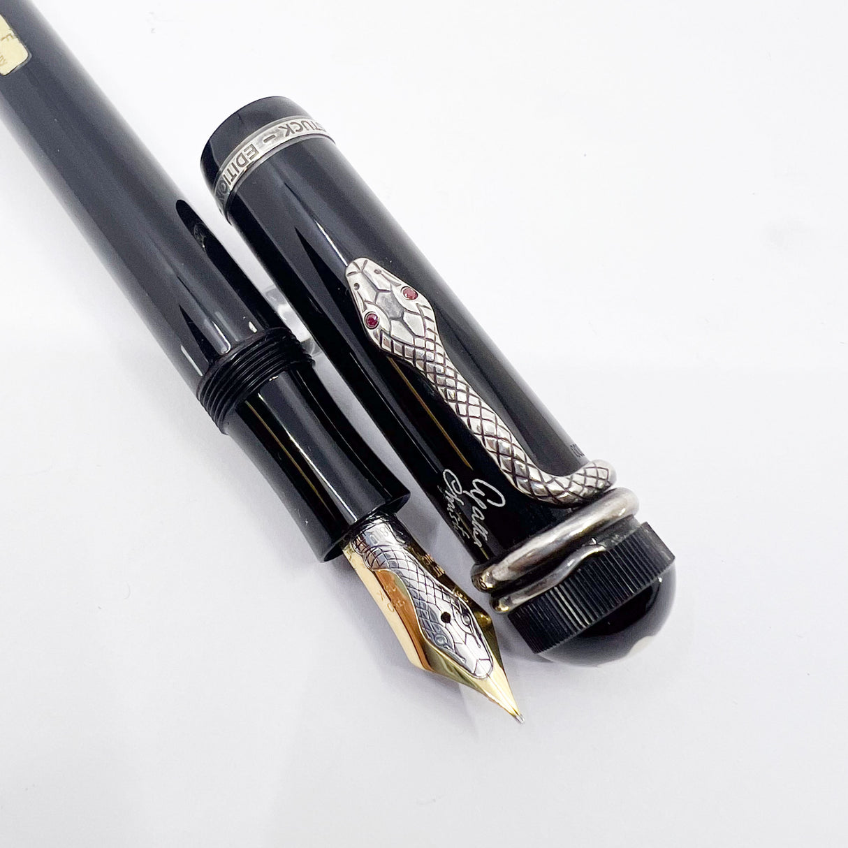 Montblanc Agatha Christie Sterling Silver Limited Edition Fountain Pen - Fine 18kt Gold Nib
