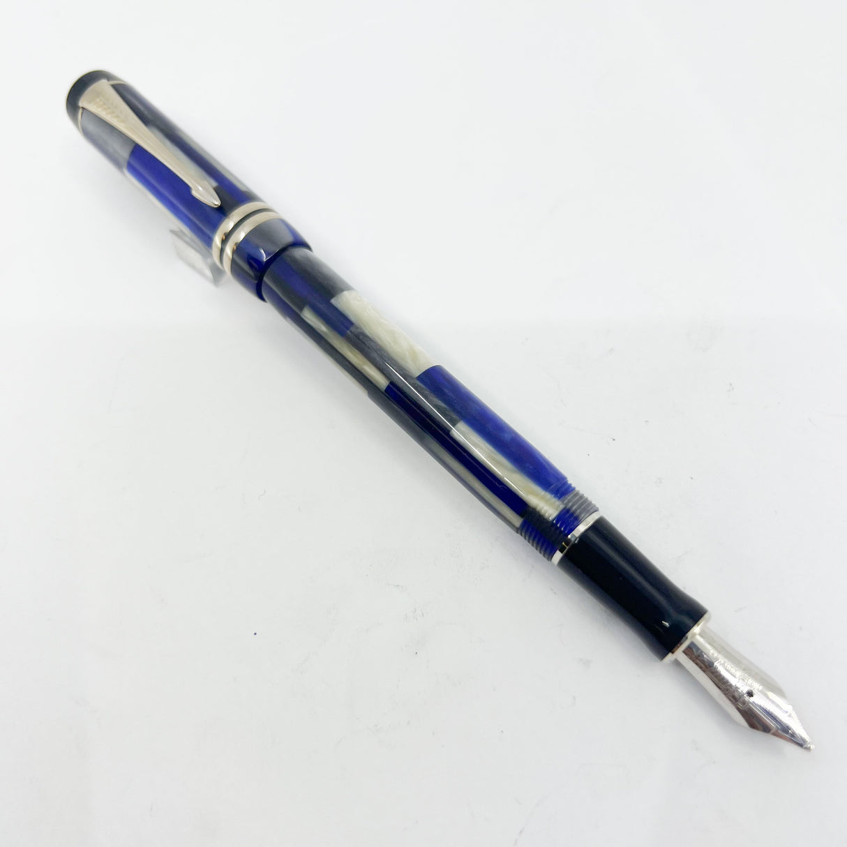 Parker Blue Mosaic International Duofold Fountain Pen - Medium 18kt Gold Nib