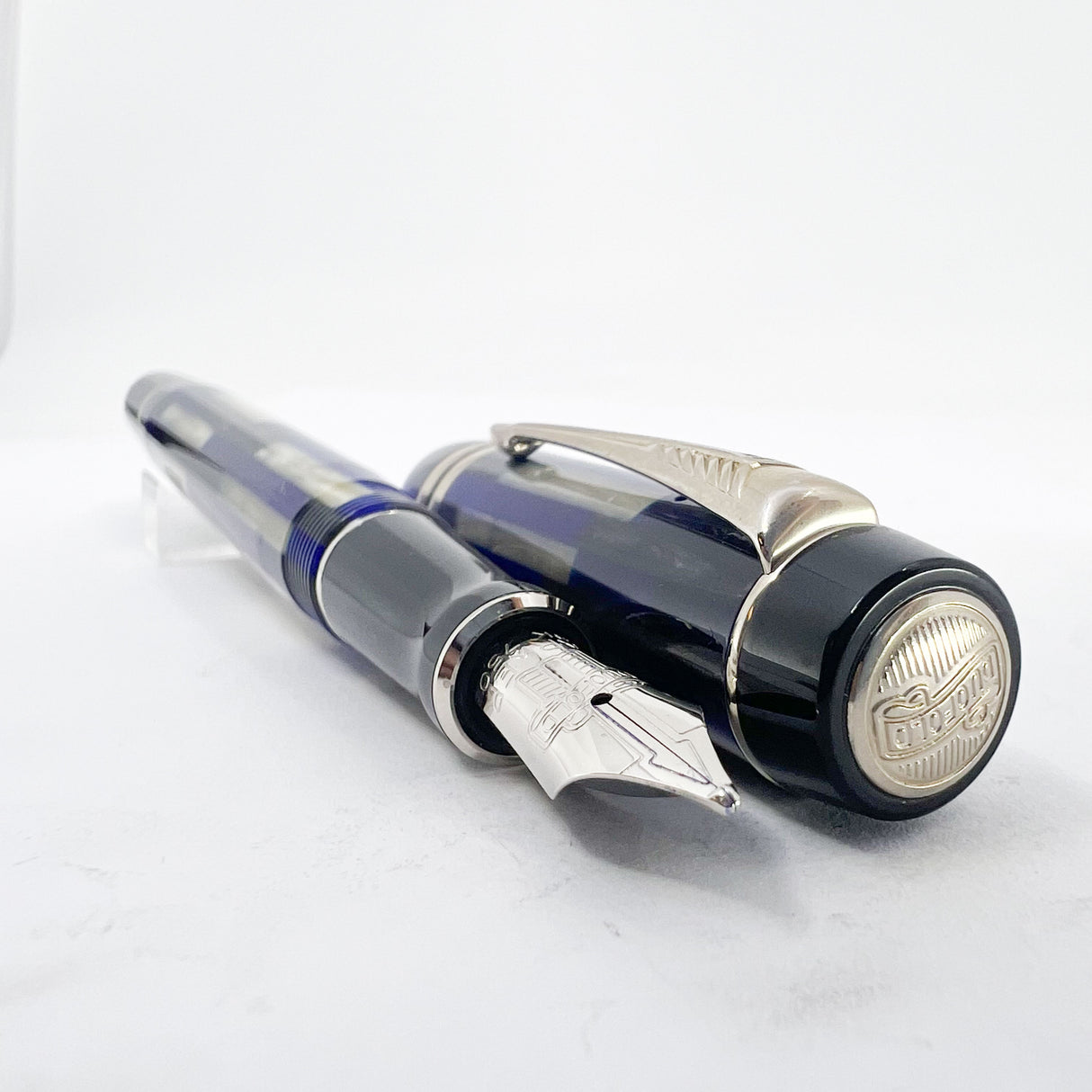 Parker Blue Mosaic International Duofold Fountain Pen - Medium 18kt Gold Nib