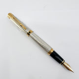 Waterman L'Etalon Beautiful Sterling Silver Basket Weave Design Fountain Pen- Fine 18kt Gold Nib