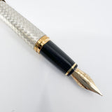 Waterman L'Etalon Beautiful Sterling Silver Basket Weave Design Fountain Pen- Fine 18kt Gold Nib