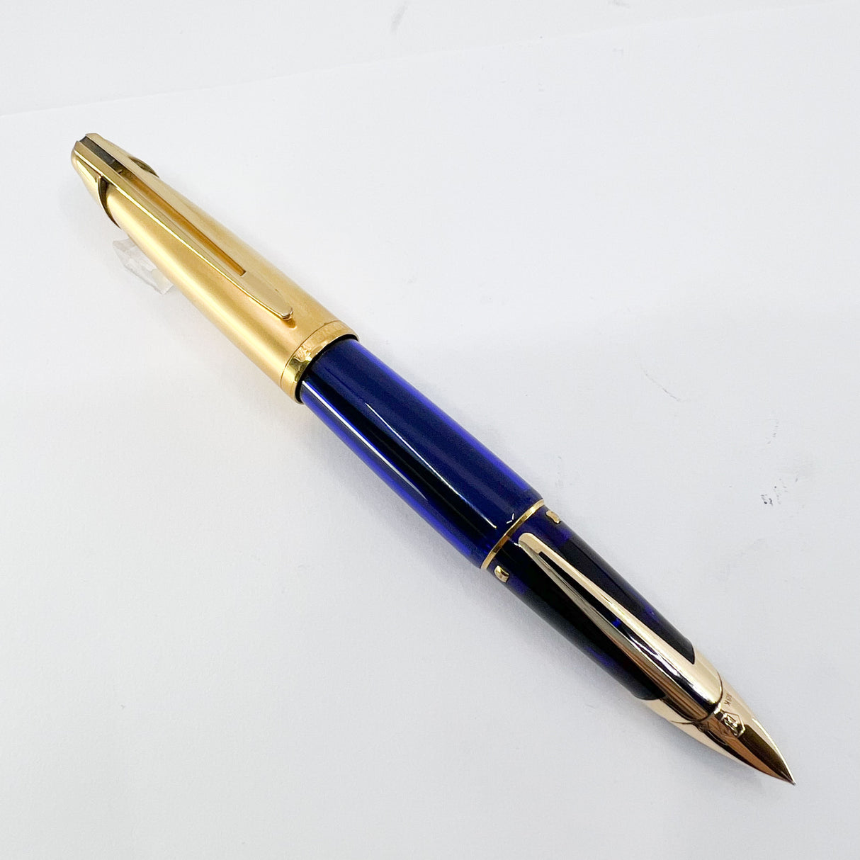Waterman Edson Blue Translucent Fountain Pen - Fine 18kt Gold  Nib