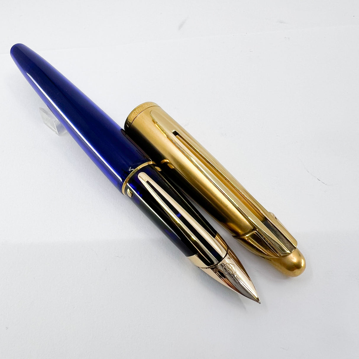 Waterman Edson Blue Translucent Fountain Pen - Fine 18kt Gold  Nib