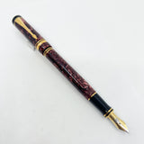 Parker Duofold International Maroon Marble Fountain Pen (Circa 1990) - Broad 18kt Gold Nib