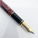 Parker Duofold International Maroon Marble Fountain Pen (Circa 1990) - Broad 18kt Gold Nib