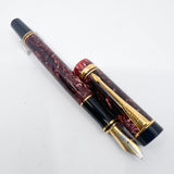 Parker Duofold International Maroon Marble Fountain Pen (Circa 1990) - Broad 18kt Gold Nib