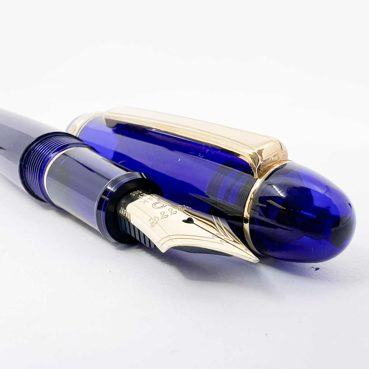 Platinum #3776 Translucent Blue Chartres Fountain Pen - Extra Fine 14kt  Gold Nib
