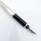 Cartier  Brushed Steel Must de Cartier Fountain Pen/Trinity Bands - Medium 18kt Gold Nib
