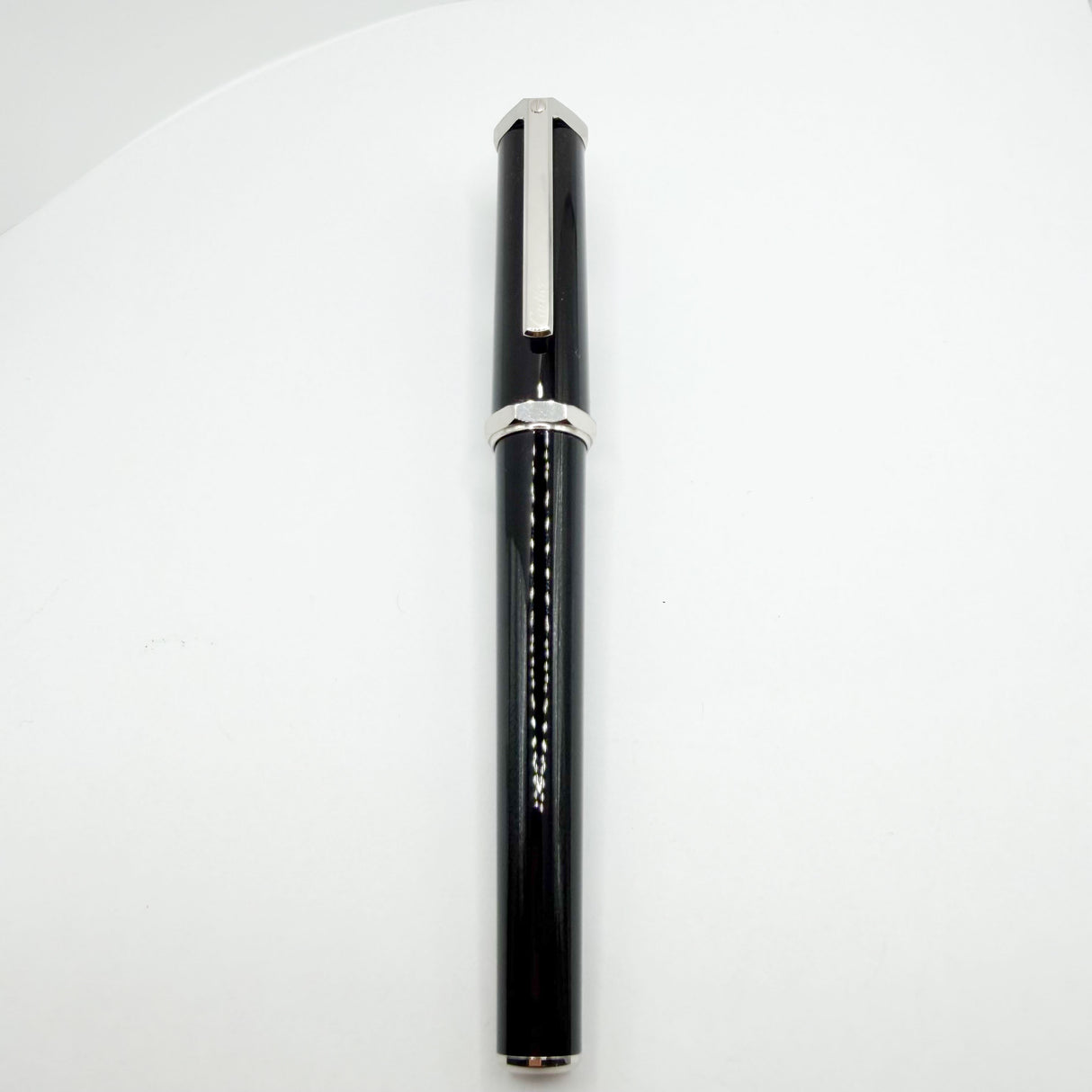 Cartier Santos-Dumont Black Composite Rollerball featuring a Distinctive Palladium-Finish Screwed Bezel Design