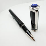 Cartier Santos-Dumont Black Composite Rollerball featuring a Distinctive Palladium-Finish Screwed Bezel Design