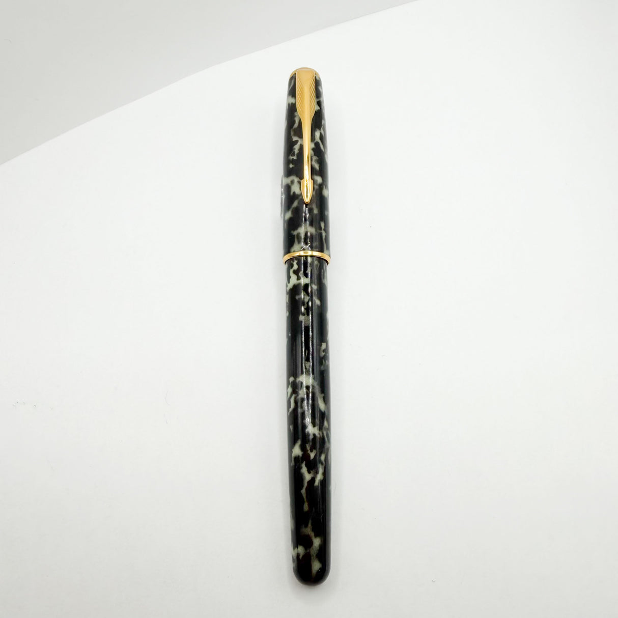 Parker Sonnet Moonbeam Lacque Marbled Charcoal/Ivory Fountain Pen -  Fine 18kt Gold Nib