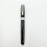 Waterman Oversized Exception Black Fountain Pen - Alternating Sides of Charcoal Stripes -Medium 18kt Gold Nib