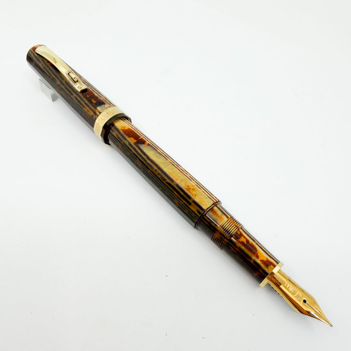 OMAS  Arte Italiana Exquisite Arco Bronze Celluloid Full Sized Paragon Milord Fountain Pen (Circa 2010) - Flexible Fine 18kt Gold Nib