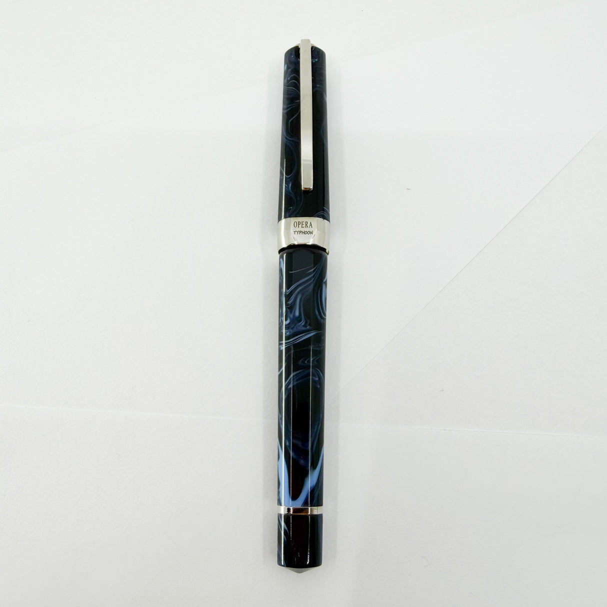 Visconti Opera Marbled Navy & Sky Blue Typhoon Limited Edition Fountain Pen - #911/1000 - Broad Chromium 18 Smarttouch Tubular Nib