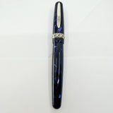 Stipula for Swisher Pens  Etruria "Night Blu" -  Large Size Blue Marbled Etruria Limited Edition Fountain Pen - Medium 14kt Gold Nib