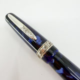 Stipula for Swisher Pens  Etruria "Night Blu" -  Large Size Blue Marbled Etruria Limited Edition Fountain Pen - Medium 14kt Gold Nib