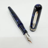 Stipula for Swisher Pens  Etruria "Night Blu" -  Large Size Blue Marbled Etruria Limited Edition Fountain Pen - Medium 14kt Gold Nib