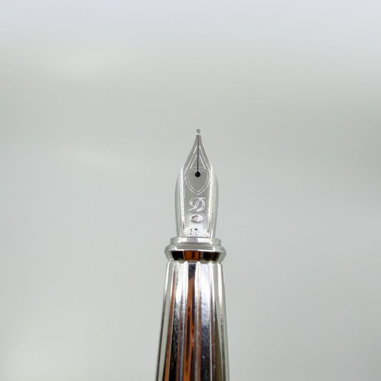 S. T. Dupont  Line D  Eternity Black Lacquer Large Size  Fountain Pen - Palladium Plated Trim - Broad 14kt Gold Nib