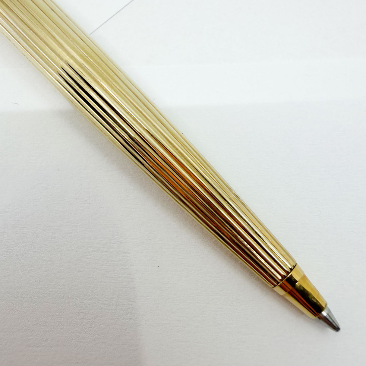 Cristian Dior Ribbed Pattern Gold-Tone Large Ballpoint Pen