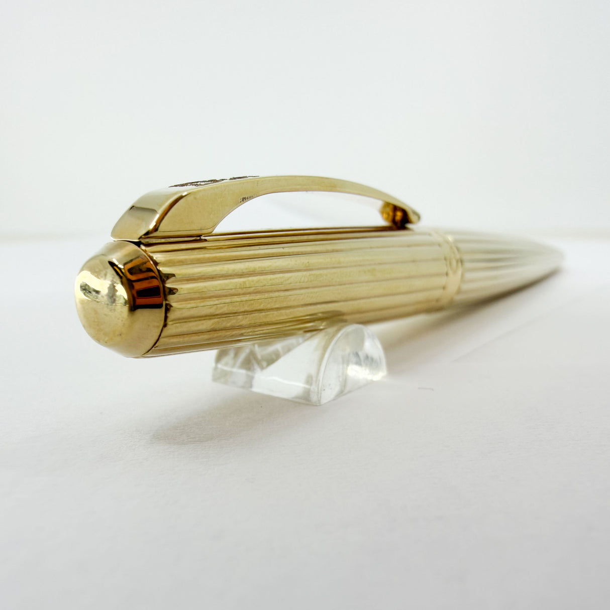 Cristian Dior Ribbed Pattern Gold-Tone Large Ballpoint Pen