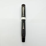 Conway Stewart Churchill Ebonite Collection - Alternating Diagonal Line Pattern Lever-Fill  Fountain Pen - Fine 18kt Gold Nib